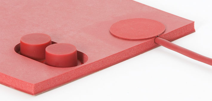 Silicone heater mat with silicone foam, 2 limiters 1/2" disk and silicone cable