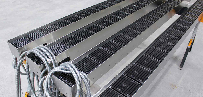 Replacement of IR tubular heaters by arrays of SFEH hollow element in existing state-of-the-art machinery