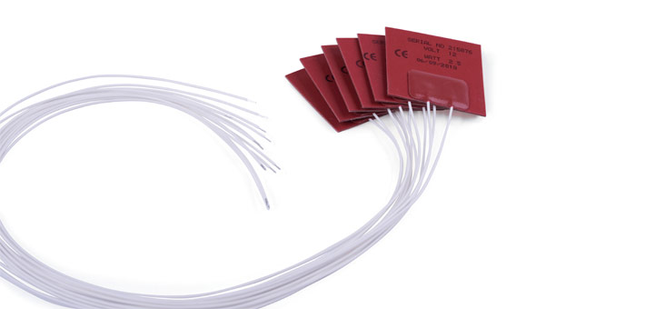 Silicone heaters with PTFE-leads