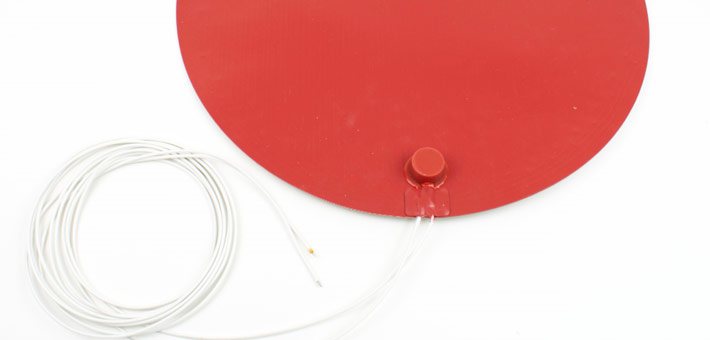 Round silicone rubber heater with limiter 1/2" disk and silicone leads