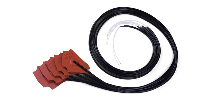 Silicone heater mats with PTFE-leads and sleeve
